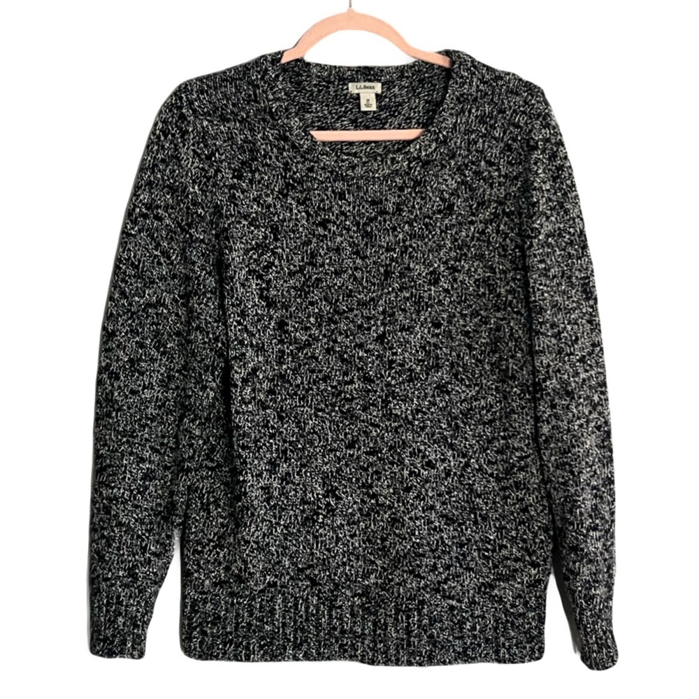 L.L.Bean Marled Knit Sweater - Size‎ Medium Black White Grey